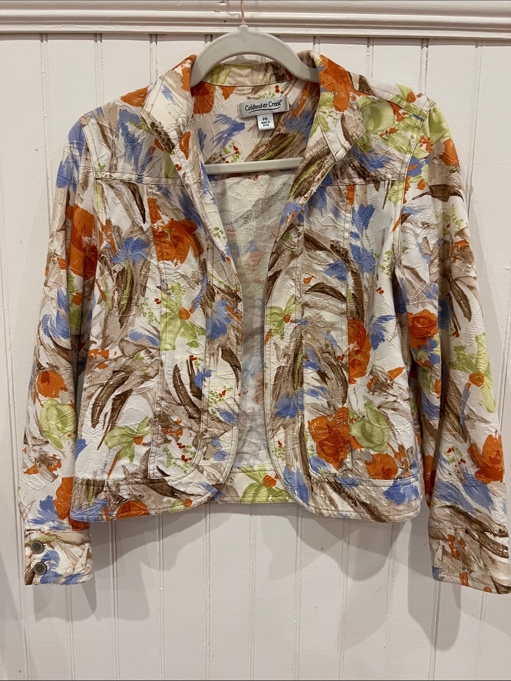 Coldwater Creek Floral Blazer Jacket women’s P6 petite 6